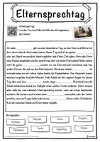 Vorschau - Unterrichtsreihen - Elternsprechtag Lückentext mit Wortspeicher Hörverstehen und Suchsel - Seite 1