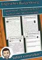 Vorschau - Unterrichtsreihen - Englischer Bürgerkrieg Lückentext mit Wortspeicher Hörverstehen und Suchsel - Deckblatt