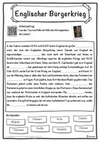 Vorschau - Unterrichtsreihen - Englischer Bürgerkrieg Lückentext mit Wortspeicher Hörverstehen und Suchsel - Seite 1
