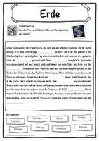 Vorschau - Unterrichtsreihen - Erde Lückentext mit Wortspeicher Hörverstehen und Suchsel - Seite 1