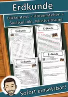Vorschau - Unterrichtsreihen - Erdkunde Lückentext mit Wortspeicher Hörverstehen und Suchsel - Deckblatt