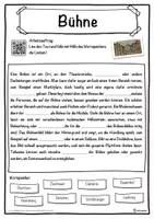 Vorschau - Unterrichtsreihen - Bühne Lückentext mit Wortspeicher Hörverstehen und Suchsel - Seite 1