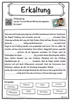 Vorschau - Unterrichtsreihen - Erkältung Lückentext mit Wortspeicher Hörverstehen und Suchsel - Seite 1