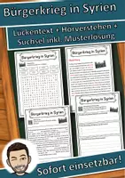 Vorschau - Unterrichtsreihen - Bürgerkrieg in Syrien Lückentext mit Wortspeicher Hörverstehen und Suchsel - Deckblatt