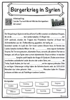 Vorschau - Unterrichtsreihen - Bürgerkrieg in Syrien Lückentext mit Wortspeicher Hörverstehen und Suchsel - Seite 1