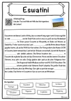 Vorschau - Unterrichtsreihen - Eswatini Lückentext mit Wortspeicher Hörverstehen und Suchsel - Seite 1