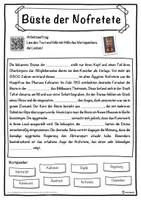 Vorschau - Unterrichtsreihen - Büste der Nofretete Lückentext mit Wortspeicher Hörverstehen und Suchsel - Seite 1
