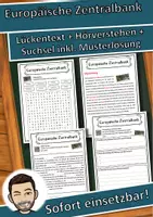 Vorschau - Unterrichtsreihen - Europäische Zentralbank Lückentext mit Wortspeicher Hörverstehen und Suchsel - Deckblatt