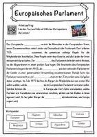 Vorschau - Unterrichtsreihen - Europäisches Parlament Lückentext mit Wortspeicher Hörverstehen und Suchsel - Seite 1
