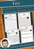Vorschau - Unterrichtsreihen - Fee Lückentext mit Wortspeicher Hörverstehen und Suchsel - Deckblatt