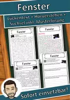 Vorschau - Unterrichtsreihen - Fenster Lückentext mit Wortspeicher Hörverstehen und Suchsel - Deckblatt