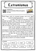 Vorschau - Unterrichtsreihen - Extremismus Lückentext mit Wortspeicher Hörverstehen und Suchsel - Seite 1