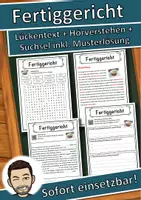 Vorschau - Unterrichtsreihen - Fertiggericht Lückentext mit Wortspeicher Hörverstehen und Suchsel - Deckblatt