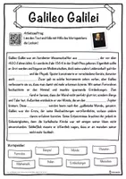 Vorschau - Unterrichtsreihen - Galileo Galilei Lückentext mit Wortspeicher Hörverstehen und Suchsel - Seite 1