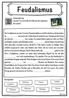Vorschau - Unterrichtsreihen - Feudalismus Lückentext mit Wortspeicher Hörverstehen und Suchsel - Seite 1