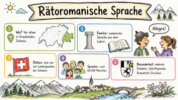 Vorschau - Arbeitsblätter - AB mit Fragen zum Thema "Rätoromanische Sprachen" + Lösungsblatt + Infografik - Seite 1