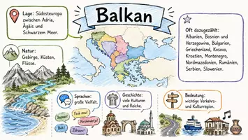 Vorschau - Arbeitsblätter - AB mit Fragen zum Thema "Balkan" + Lösungsblatt + Infografik - Seite 1