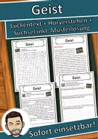 Vorschau - Unterrichtsreihen - Geist Lückentext mit Wortspeicher Hörverstehen und Suchsel - Deckblatt