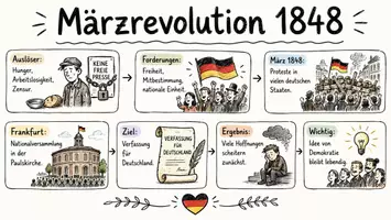 Vorschau - Arbeitsblätter - AB mit Fragen zum Thema "Märzrevolution" + Lösungsblatt + Infografik - Seite 1