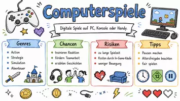 Vorschau - Arbeitsblätter - Arbeitsblätter zum Thema "Computerspiel" + Lösung & MP3 + Infografik - Seite 1