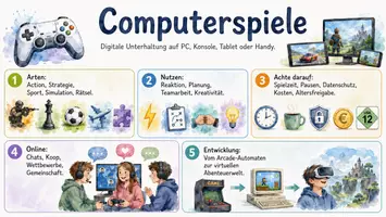 Vorschau - Arbeitsblätter - Arbeitsblätter zum Thema "Computerspiel" + Lösung & MP3 + Infografik - Seite 3