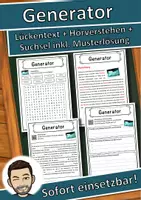 Vorschau - Unterrichtsreihen - Generator Lückentext mit Wortspeicher Hörverstehen und Suchsel - Deckblatt