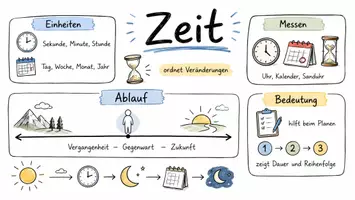 Vorschau - Arbeitsblätter - AB mit Fragen zum Thema "Zeit" + Lösungsblatt + Mindmap + Infografik - Seite 1