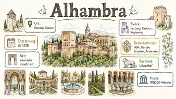 Vorschau - Arbeitsblätter - AB mit Fragen zum Thema "Alhambra" + Lösungsblatt + Infografik - Seite 1