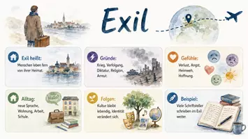 Vorschau - Arbeitsblätter - Arbeitsblätter zum Thema "Exil" + Lösung & MP3 + Infografik - Seite 3