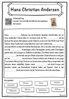 Vorschau - Unterrichtsreihen - Hans Christian Andersen Lückentext mit Wortspeicher Hörverstehen und Suchsel - Seite 1
