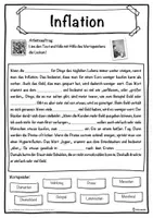 Vorschau - Unterrichtsreihen - Inflation Lückentext mit Wortspeicher Hörverstehen und Suchsel - Seite 1