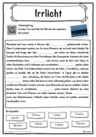 Vorschau - Unterrichtsreihen - Irrlicht Lückentext mit Wortspeicher Hörverstehen und Suchsel - Seite 1
