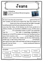 Vorschau - Unterrichtsreihen - Jeans Lückentext mit Wortspeicher Hörverstehen und Suchsel - Seite 1