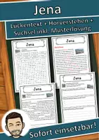 Vorschau - Unterrichtsreihen - Jena Lückentext mit Wortspeicher Hörverstehen und Suchsel - Deckblatt