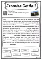 Vorschau - Unterrichtsreihen - Jeremias Gotthelf Lückentext mit Wortspeicher Hörverstehen und Suchsel - Seite 1