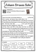 Vorschau - Unterrichtsreihen - Johann Strauss Sohn Lückentext mit Wortspeicher Hörverstehen und Suchsel - Seite 1
