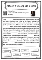 Vorschau - Unterrichtsreihen - Johann Wolfgang von Goethe Lückentext mit Wortspeicher Hörverstehen und Suchsel - Seite 1