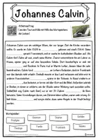 Vorschau - Unterrichtsreihen - Johannes Calvin Lückentext mit Wortspeicher Hörverstehen und Suchsel - Seite 1