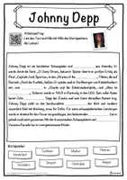 Vorschau - Unterrichtsreihen - Johnny Depp Lückentext mit Wortspeicher Hörverstehen und Suchsel - Seite 1