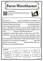 Vorschau - Unterrichtsreihen - Baron Münchhausen Lückentext mit Wortspeicher Hörverstehen und Suchsel - Seite 1
