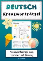 Vorschau - Arbeitsblätter - Sommer-Kreuzworträtsel mit Lösung - Deckblatt