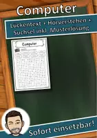 Vorschau - Unterrichtsreihen - Computer Lückentext mit Wortspeicher Hörverstehen und Suchsel - Deckblatt
