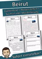 Vorschau - Unterrichtsreihen - Beirut Lückentext mit Wortspeicher Hörverstehen und Suchsel - Deckblatt