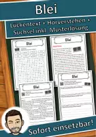 Vorschau - Unterrichtsreihen - Blei Lückentext mit Wortspeicher Hörverstehen und Suchsel - Deckblatt