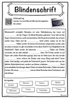 Vorschau - Unterrichtsreihen - Blindenschrift Lückentext mit Wortspeicher Hörverstehen und Suchsel - Seite 1