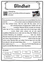 Vorschau - Unterrichtsreihen - Blindheit Lückentext mit Wortspeicher Hörverstehen und Suchsel - Seite 1