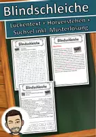 Vorschau - Unterrichtsreihen - Blindschleiche Lückentext mit Wortspeicher Hörverstehen und Suchsel - Deckblatt