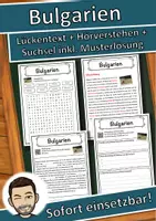 Vorschau - Unterrichtsreihen - Bulgarien Lückentext mit Wortspeicher Hörverstehen und Suchsel - Deckblatt