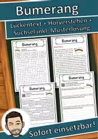 Vorschau - Unterrichtsreihen - Bumerang Lückentext mit Wortspeicher Hörverstehen und Suchsel - Deckblatt