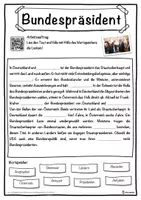 Vorschau - Unterrichtsreihen - Bundespräsident Lückentext mit Wortspeicher Hörverstehen und Suchsel - Seite 1